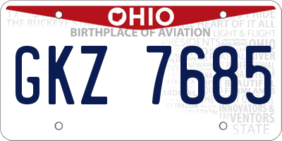 OH license plate GKZ7685