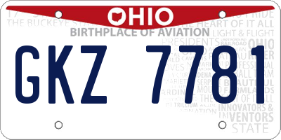 OH license plate GKZ7781