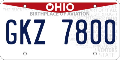 OH license plate GKZ7800