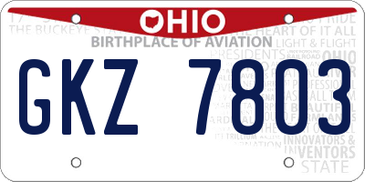 OH license plate GKZ7803