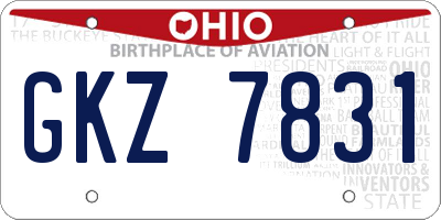 OH license plate GKZ7831