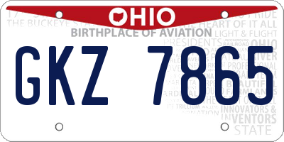 OH license plate GKZ7865