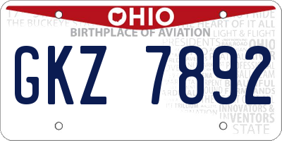 OH license plate GKZ7892