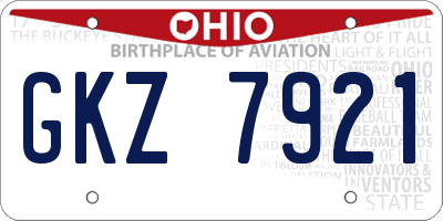 OH license plate GKZ7921