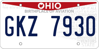 OH license plate GKZ7930
