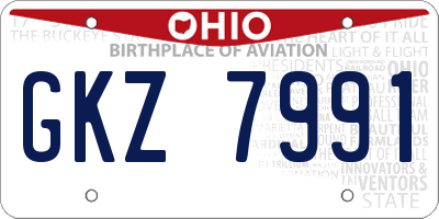 OH license plate GKZ7991