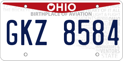OH license plate GKZ8584