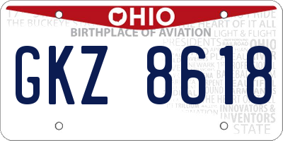 OH license plate GKZ8618