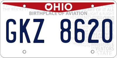 OH license plate GKZ8620