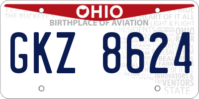 OH license plate GKZ8624