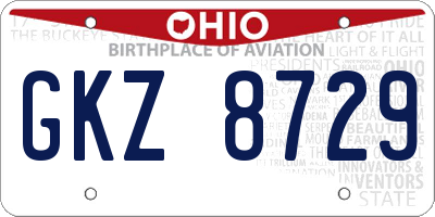 OH license plate GKZ8729