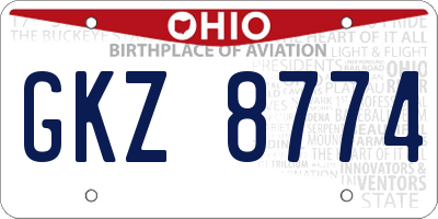 OH license plate GKZ8774