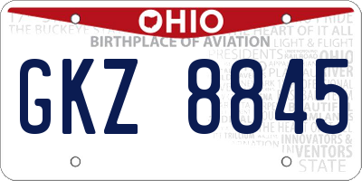 OH license plate GKZ8845