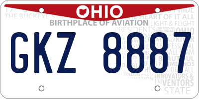 OH license plate GKZ8887
