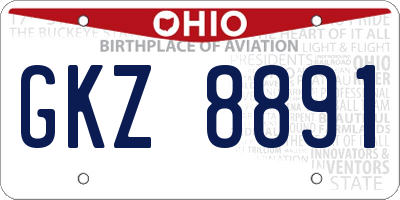 OH license plate GKZ8891