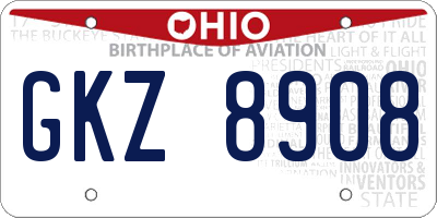 OH license plate GKZ8908