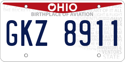 OH license plate GKZ8911