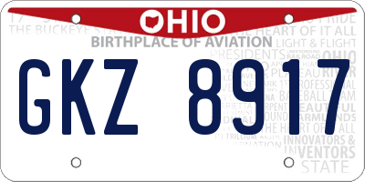 OH license plate GKZ8917