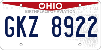 OH license plate GKZ8922
