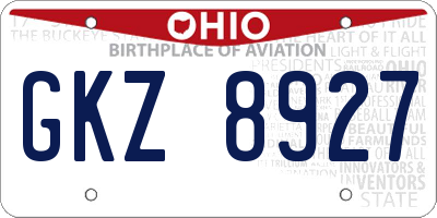 OH license plate GKZ8927