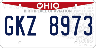 OH license plate GKZ8973