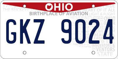 OH license plate GKZ9024
