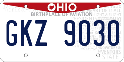 OH license plate GKZ9030