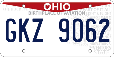 OH license plate GKZ9062