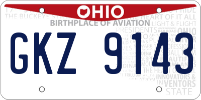 OH license plate GKZ9143