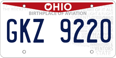 OH license plate GKZ9220