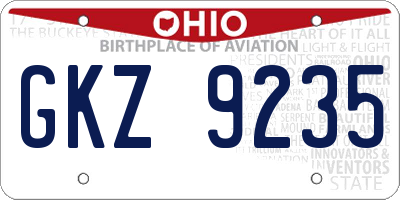 OH license plate GKZ9235