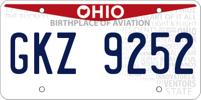 OH license plate GKZ9252