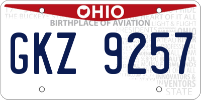OH license plate GKZ9257
