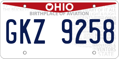OH license plate GKZ9258