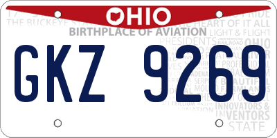 OH license plate GKZ9269