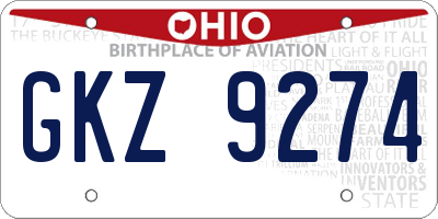 OH license plate GKZ9274