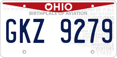 OH license plate GKZ9279