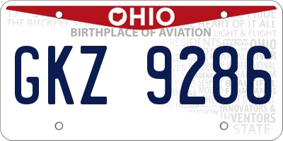OH license plate GKZ9286