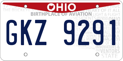 OH license plate GKZ9291