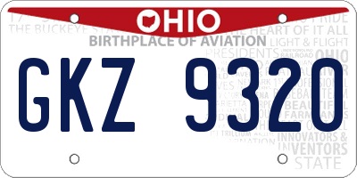 OH license plate GKZ9320