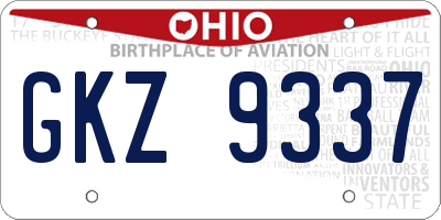 OH license plate GKZ9337