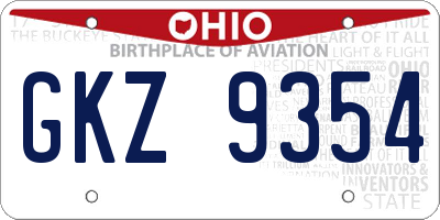 OH license plate GKZ9354