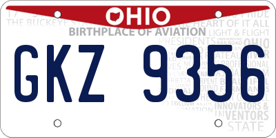 OH license plate GKZ9356
