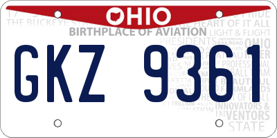OH license plate GKZ9361