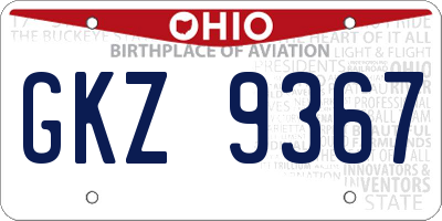 OH license plate GKZ9367