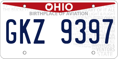 OH license plate GKZ9397
