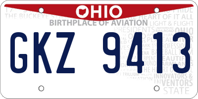 OH license plate GKZ9413