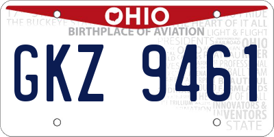 OH license plate GKZ9461