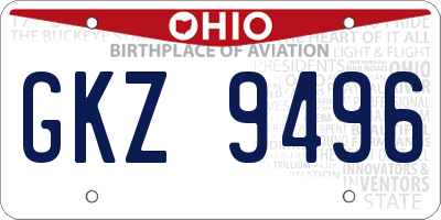 OH license plate GKZ9496