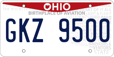 OH license plate GKZ9500